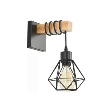 Aplique De Pared Colgante Vintage Diamante Madera Led Deco Negro