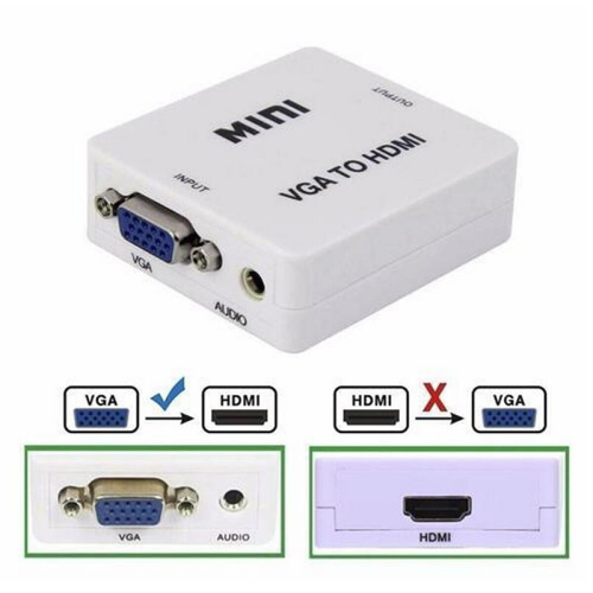 Conversor activo de VGA a HDMI con audio. 