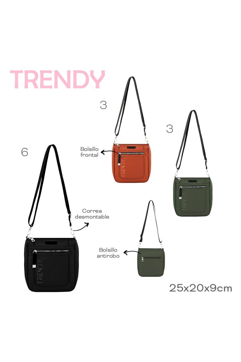 Bandolera con bolsillo frontal Negro