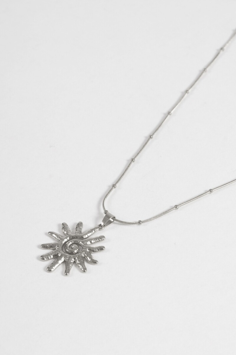 Collar acero espiral plateado