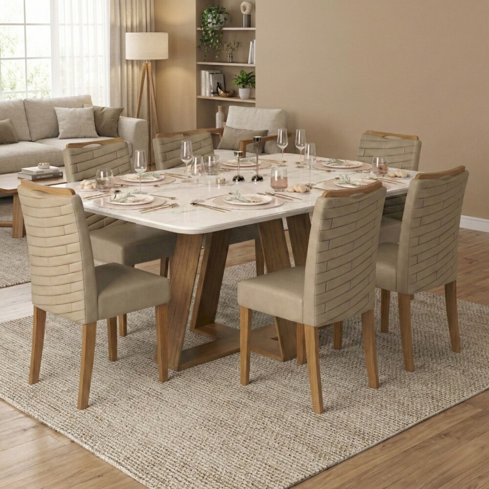 Mesa de Comedor 160 Beige - Linea Celeste Milán Mesa de Comedor 160 Beige - Linea Celeste Milán