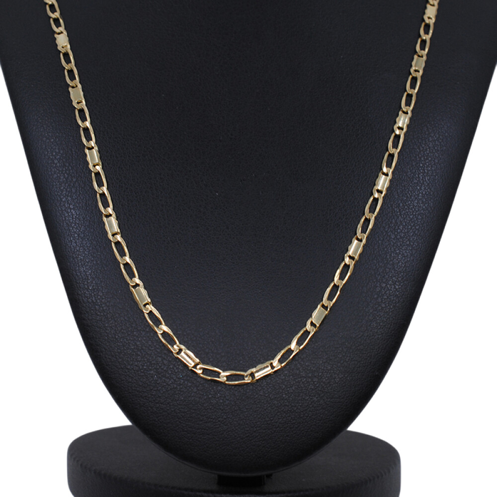 Cadena en oro 18k chata con 2 tipos de eslabones. Largo 60 cm Cadena en oro 18k chata con 2 tipos de eslabones. Largo 60 cm