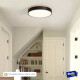 Luminaria Plafon Led Diám 30cm 18w Metal Y Madera Circular Negro