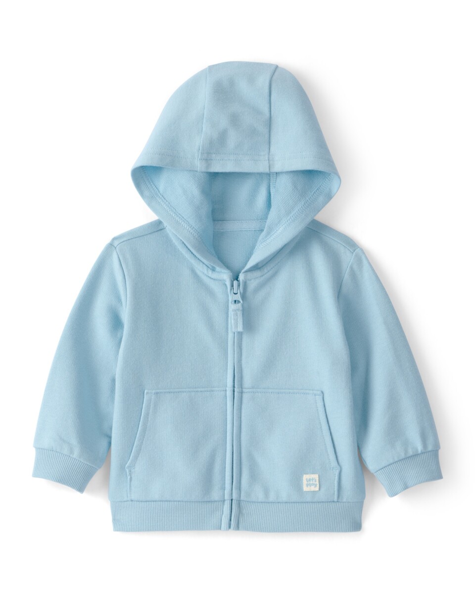 Campera de algodón, azul, con capucha 