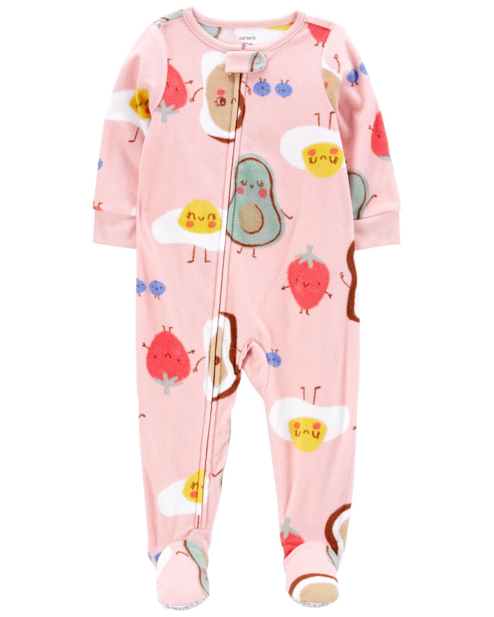 Pijama una pieza de micropolar con pie diseño desayuno Sin color