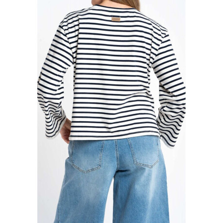 Remera Algodon Elastano Rayada Marino