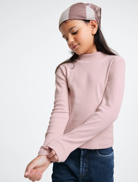 POLERA INFANTIL EN TELA ACANALADA ROSADO