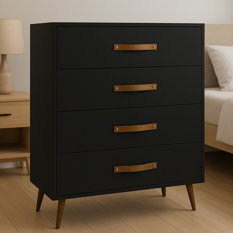 Cómoda Cajonera Padua 4 Cajones Blanca Negro