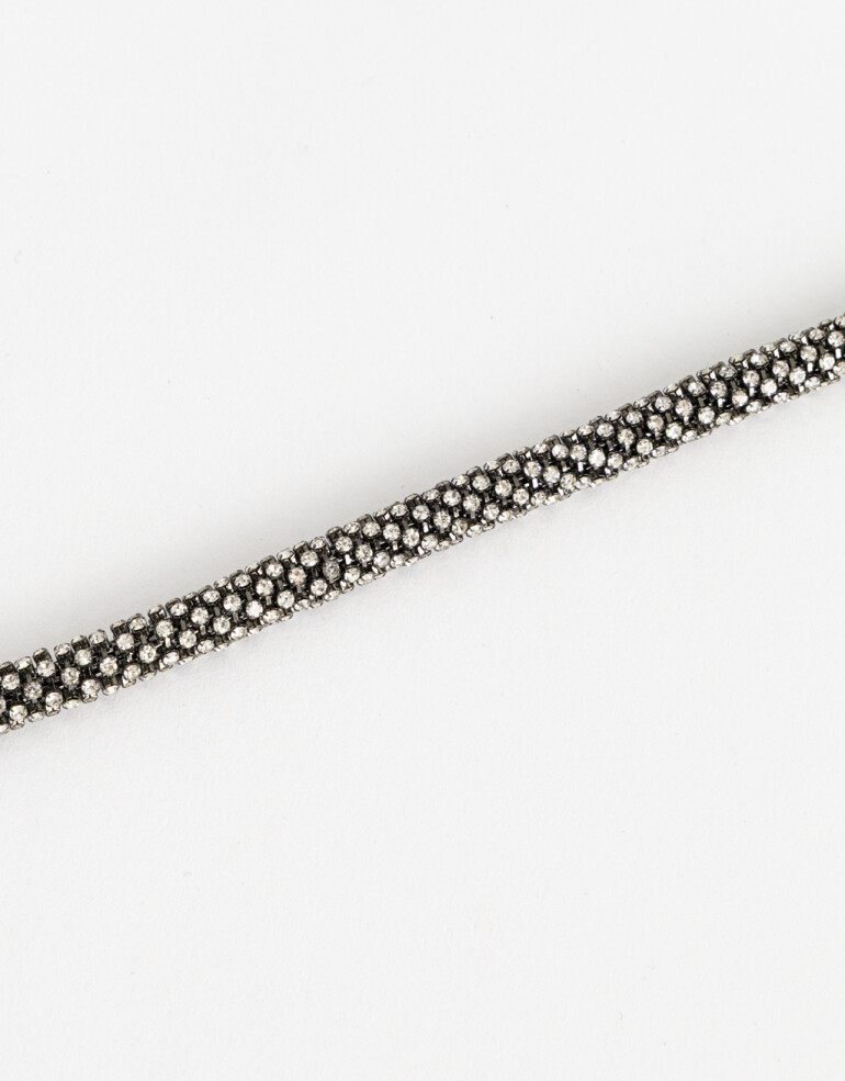 Collares Cortos Strass Collar Corto Cordón Strass - Plateado Hematite