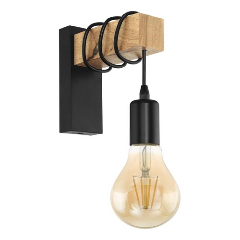 Lámpara aplique de pared en madera Eglo Townshend Negro