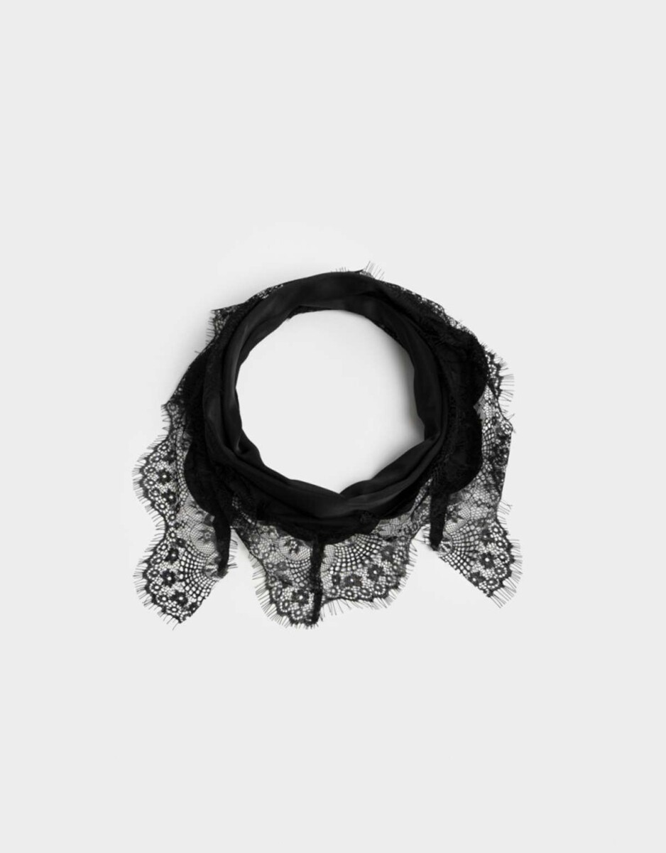 Pañuelo Raso Encaje - Negro 