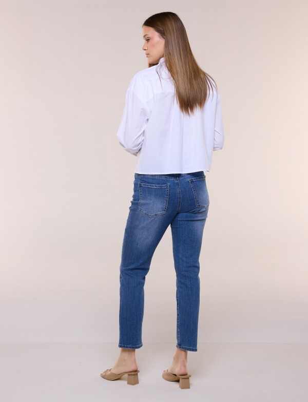 Camisa Crop Algodon BLANCO