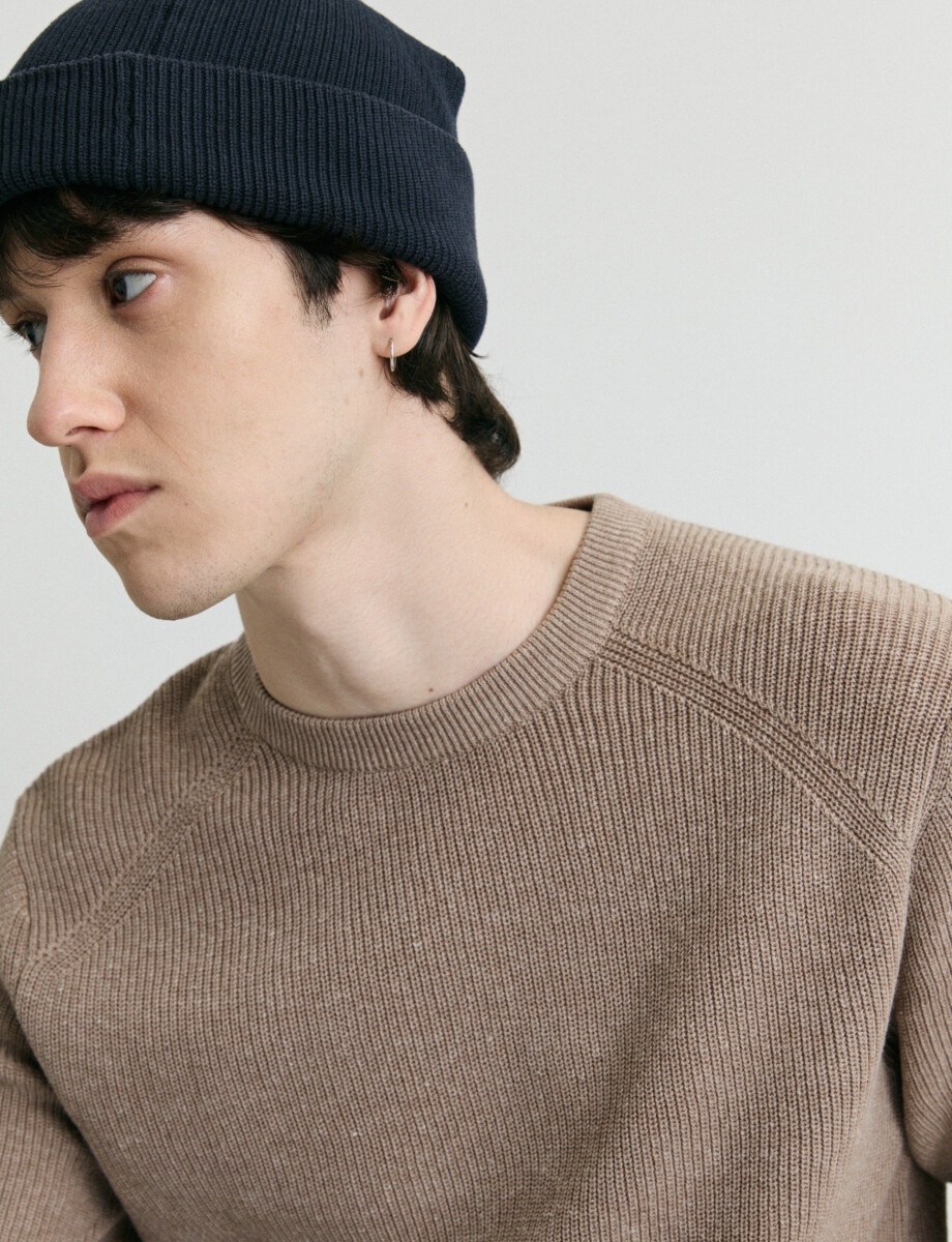 470986 SWEATER HARRINGTON LABEL Tostado