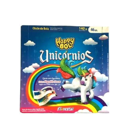 Chicle Happy Bol x46 Unicornios Sabor Algodon de Azucar