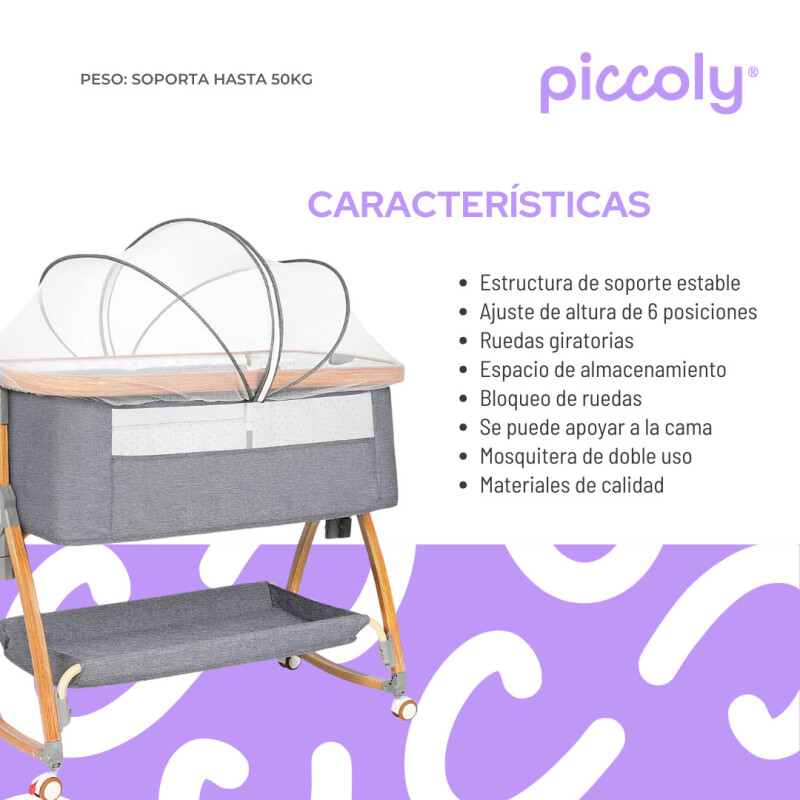 Cuna Colecho Con Mosquitero Plegable Para Bebe Con Ruedas Gris