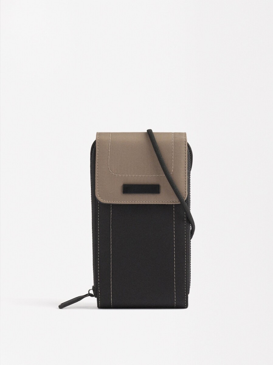 Bolsa Para Móvil De Nylon Color Block - camel 