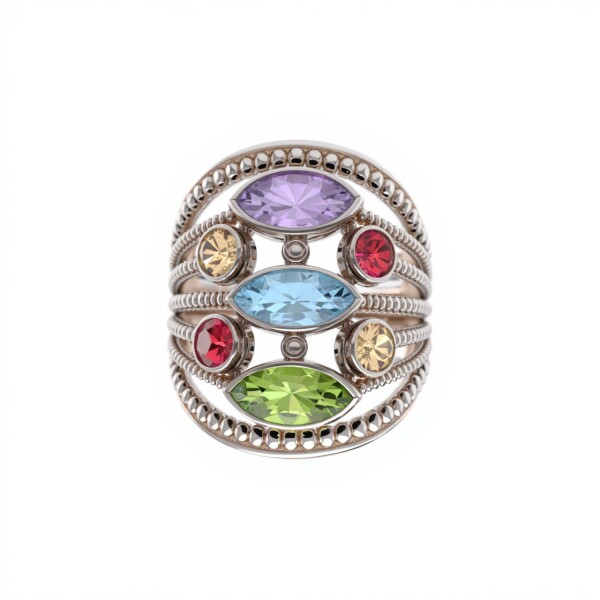Anillo Chakras-Plata 925-Piedras Varias-AN3246 conpiedra