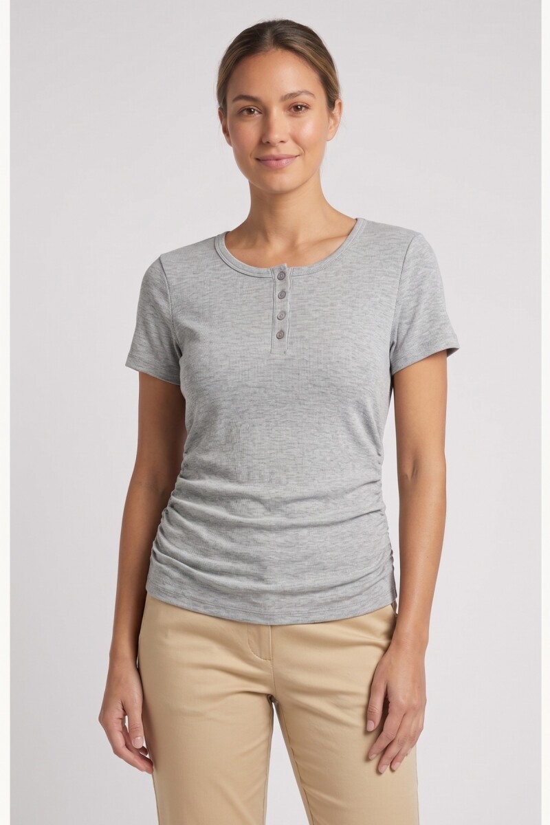 REMERA M/C BASICA FRUNCE GRIS