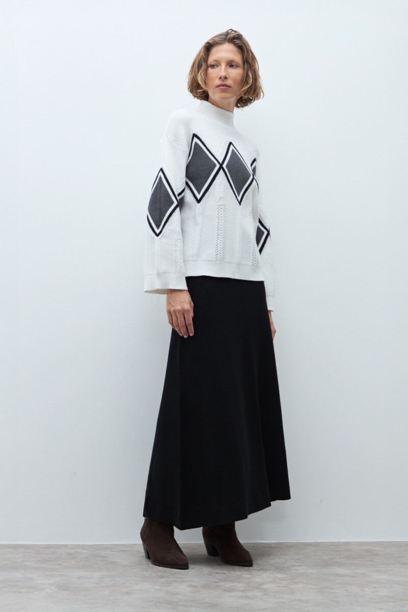 Media polera rombos crudo