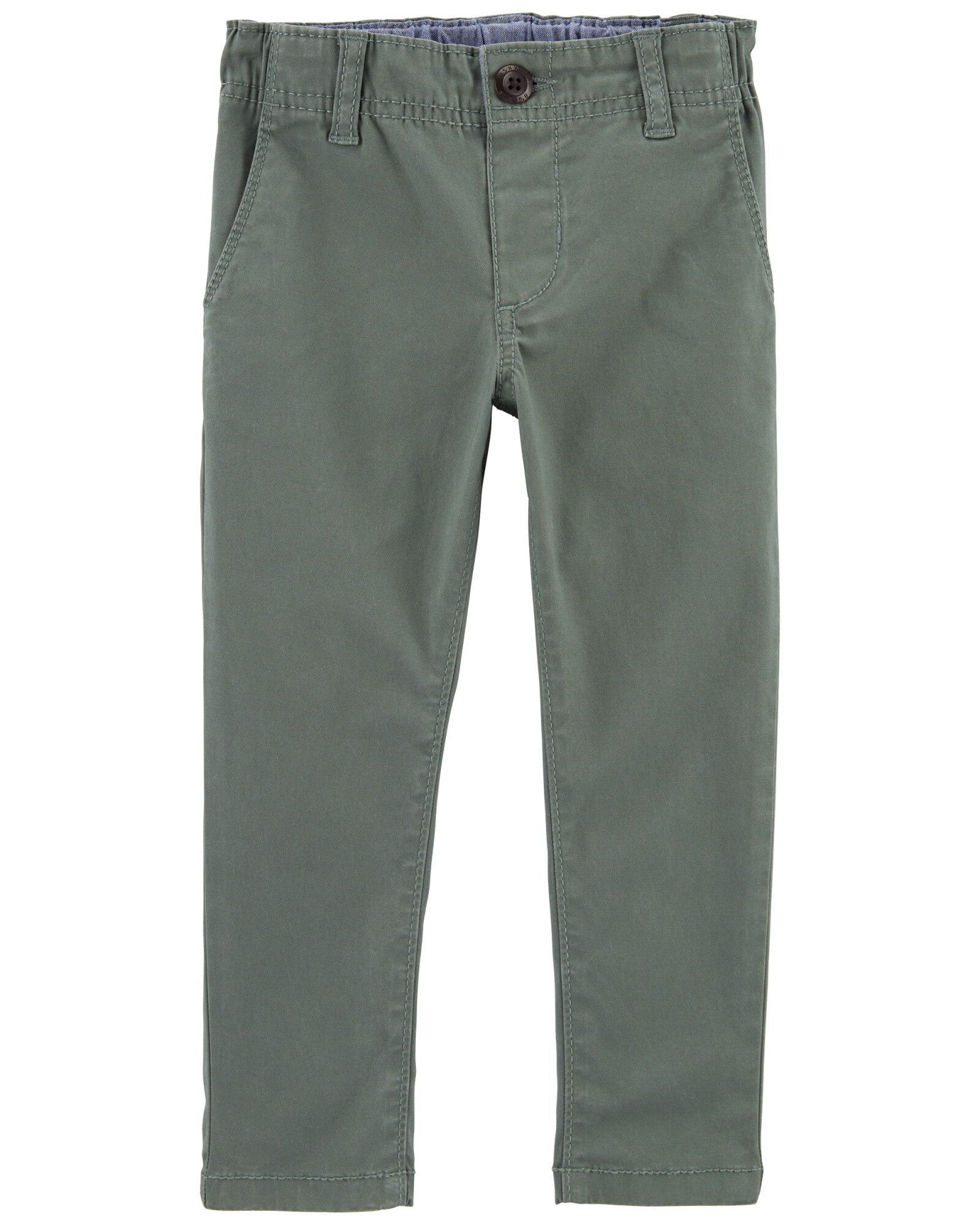 Pantalón de algodón, ajustado, verde Sin color