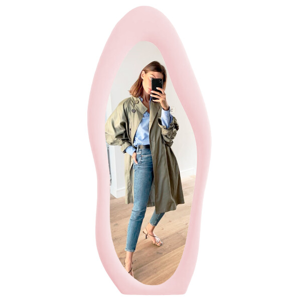 Espejo Mango, Cuerpo Entero, Forma Irregular ROSADO
