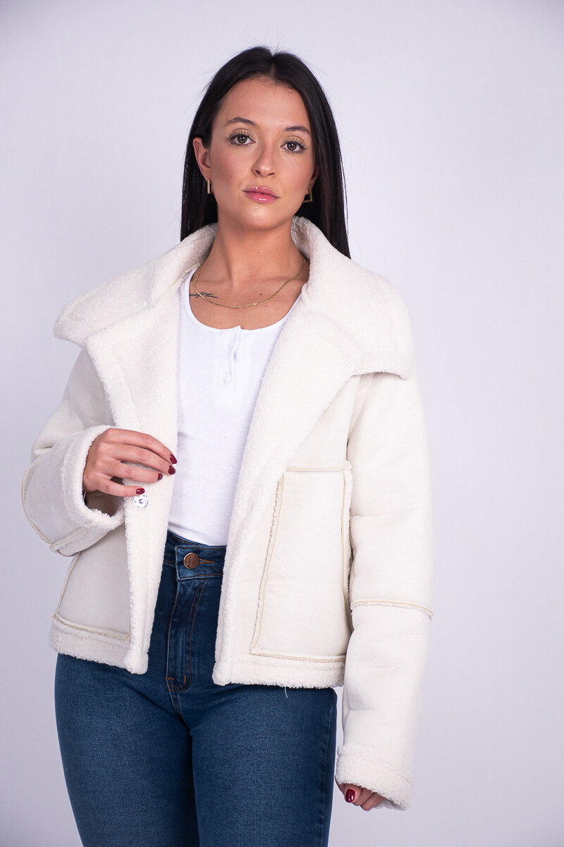 Campera corderito Blanco