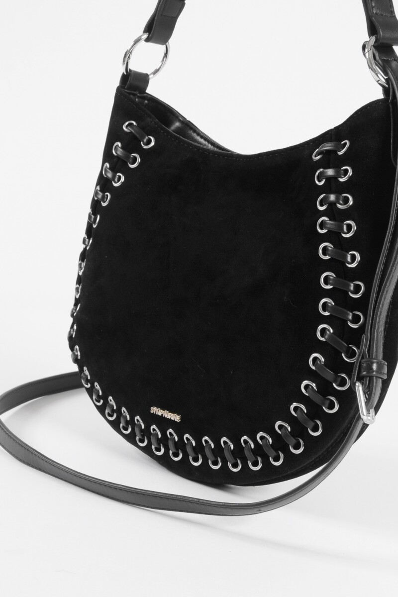 Cartera de hombro suede trenzado negro