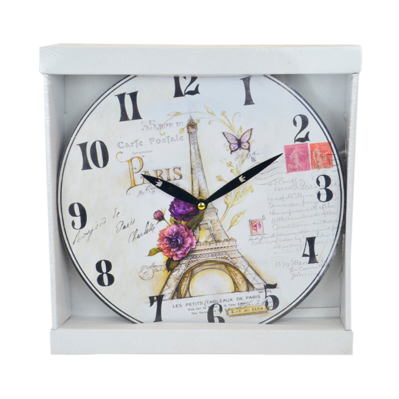 Reloj de pared mdf D28,8x3,5 cm TORRE EIFFEL