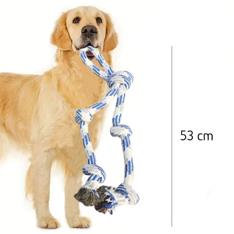 Juguete Cuerda de Morder Doble Grande con Nudos para Perros Celeste