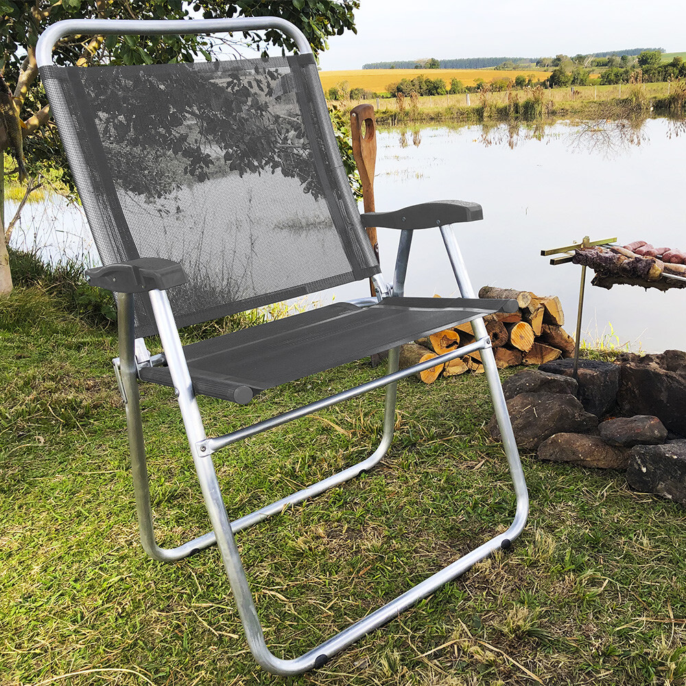 Sillón En Aluminio Nuevo King más Ancho Super Resistente 140 kg GRIS