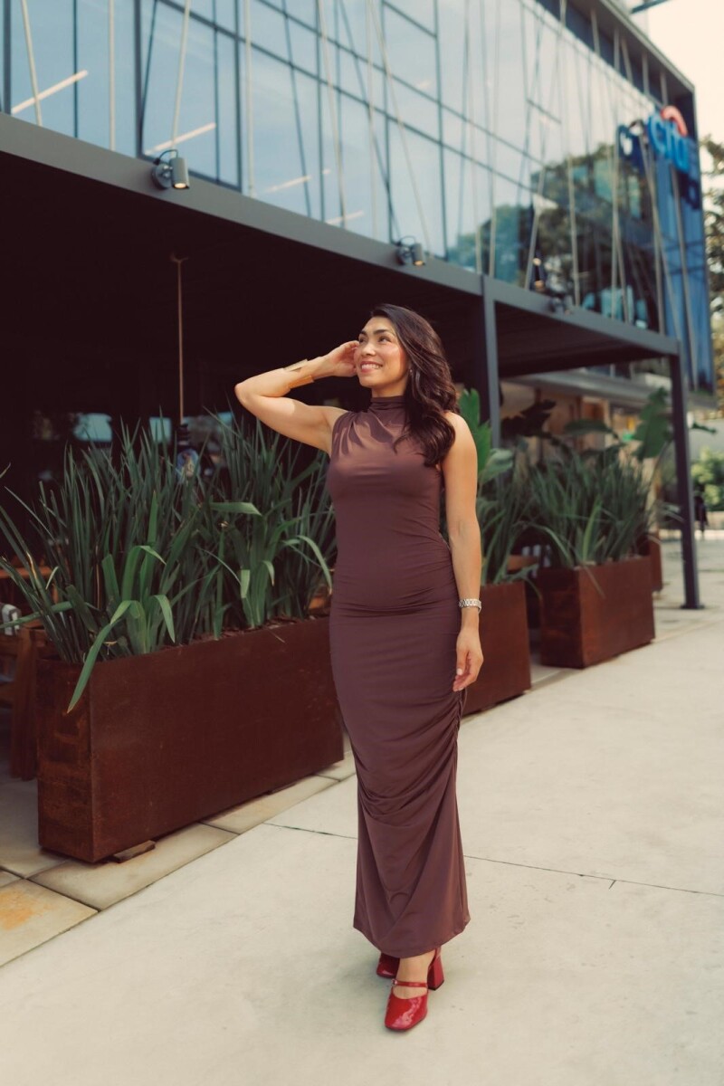 Vestido Drapeado Francis - Marrón 