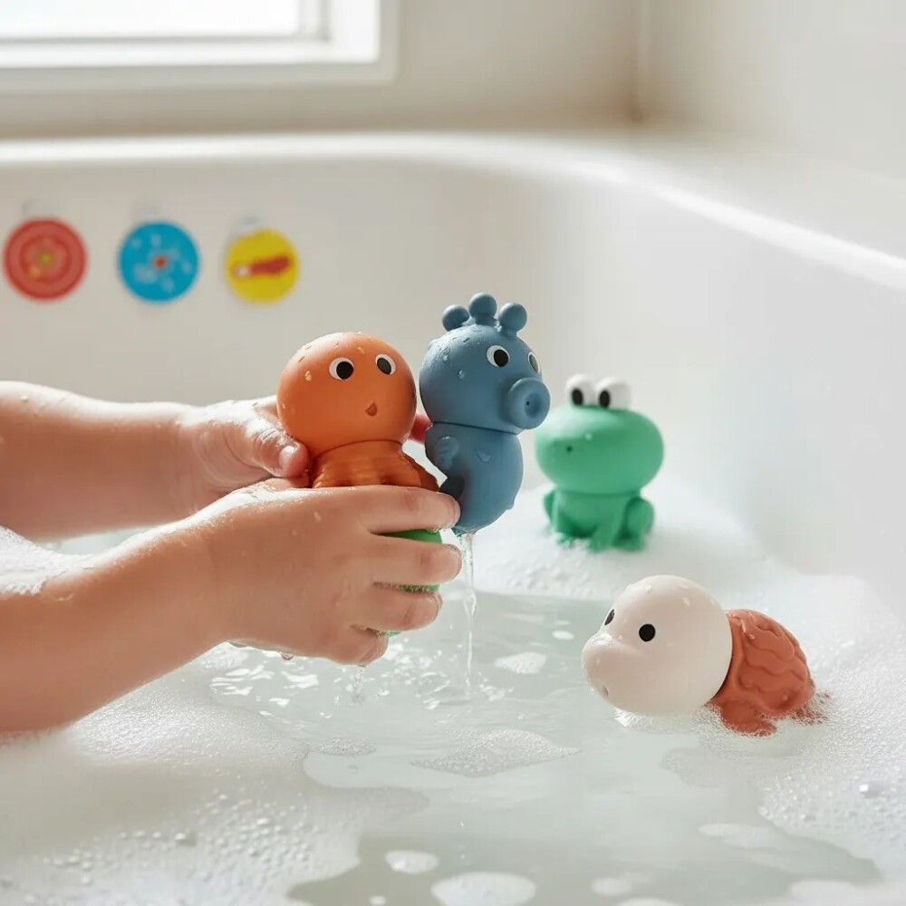 Juego baño animales fondo mar lavables BUBA silicona Juego baño animales fondo mar lavables BUBA silicona