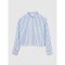V-LS CROPPED LINEN SHIRT BLUE WHITE STRIPE