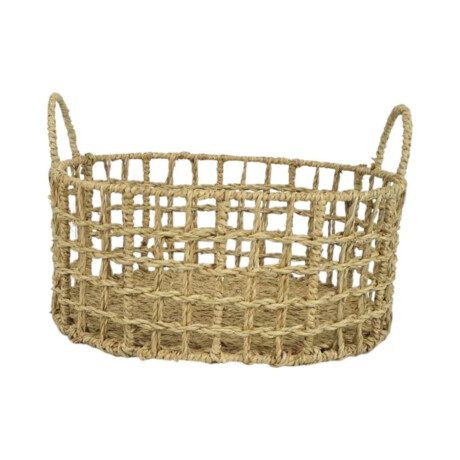 Cesto Oval C/Asas Seagrass Natural 31X25Xh14/20Cm