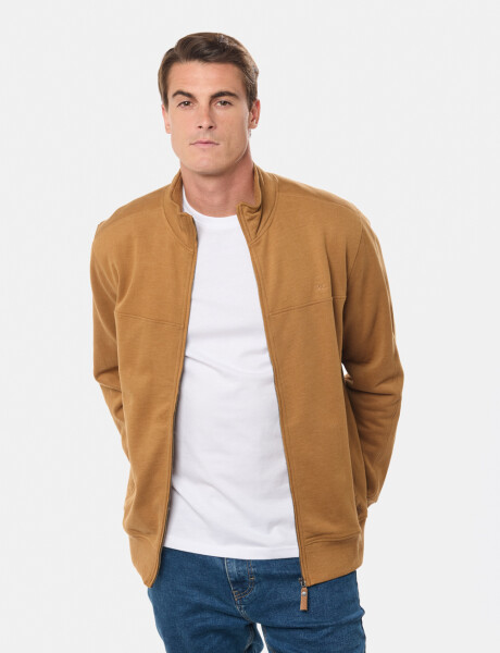 CAMPERA DE FELPA CUELLO ALTO Mostaza