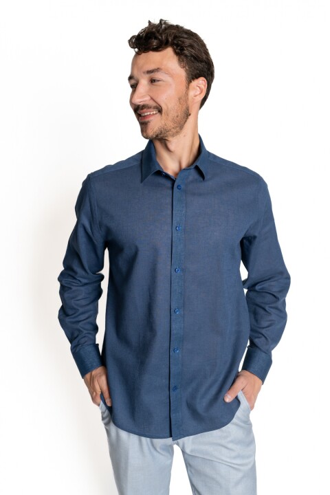 Camisa Lino-Cotton Guarnieri NAVY