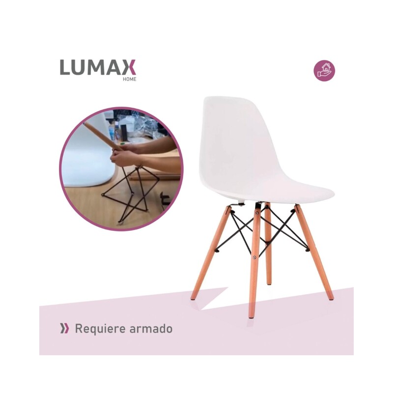 Juego de comedor Con Mesa Circular de 80cm + 4 Sillas Eames Azul/Blanco