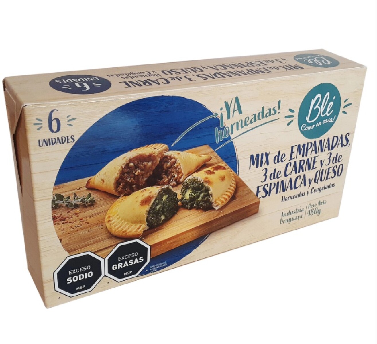 EMPANADAS DE CARNE, ESPINACA Y QUESO X6 BLE 