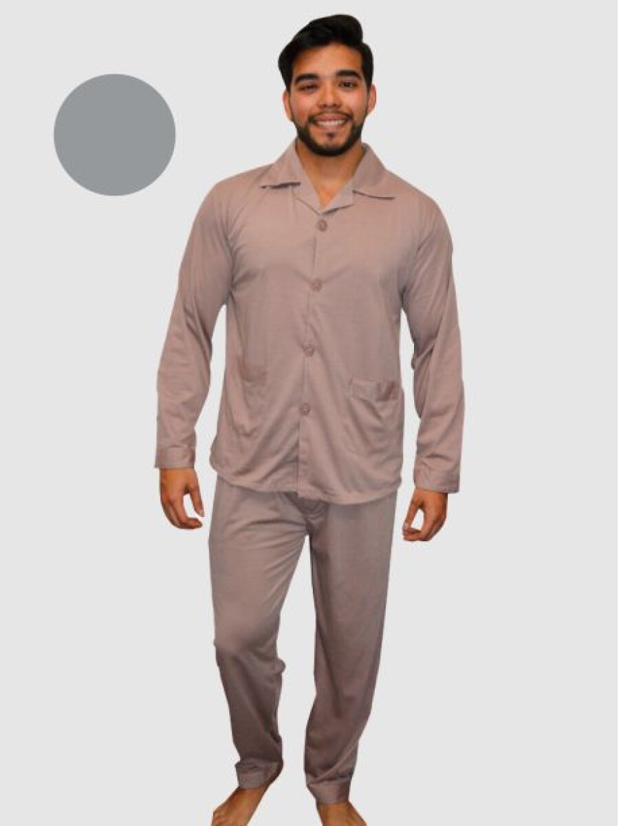 Pijama de Hombre Liso - Gris 
