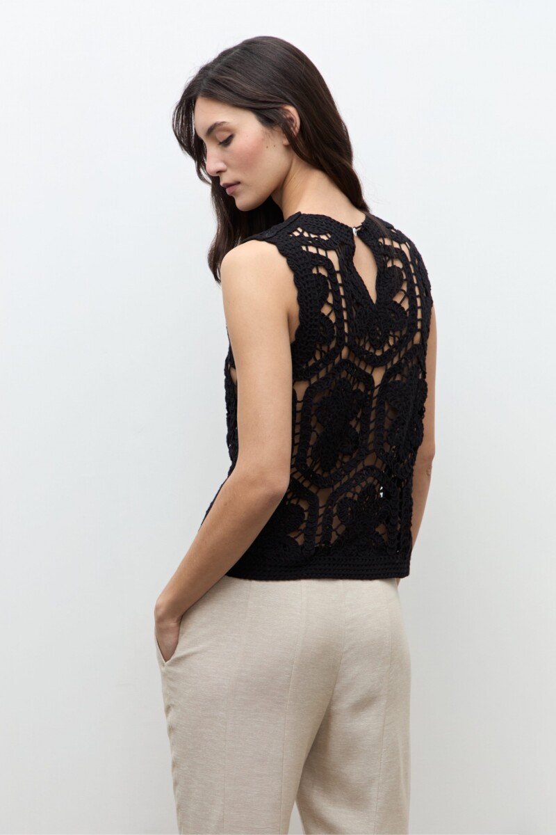 Top tejido crochet negro