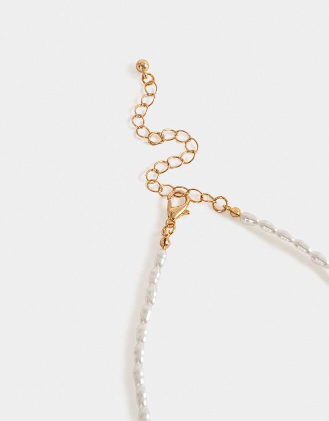 Collares Cortos Corazón Collar Corto Con Perlas - Dorado
