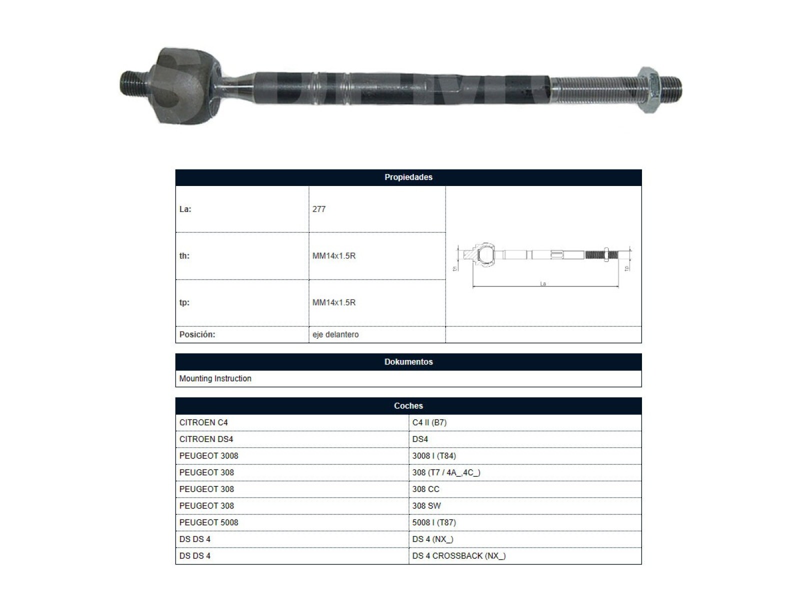 Mate Citroen C4, Peug 308/308 Sw/3008/5008 10-25 Der/Izq 