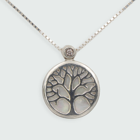 Colgante Arbol de la vida de MOON en plata con madre perla y brillante (incluye cadena) Colgante Arbol de la vida de MOON en plata con madre perla y brillante (incluye cadena)