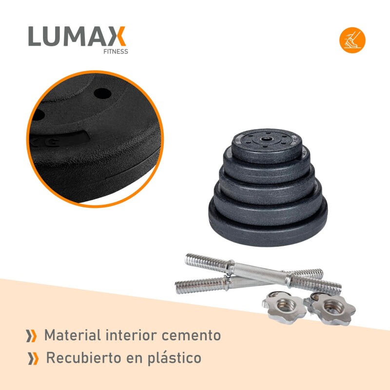 Kit 2 Mancuernas Maciza Cromada C/ Rosca + 10 Kilos Pesas 2x5Kg
