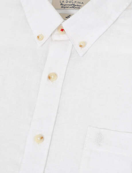 Camisa lino m/c lisa blanco