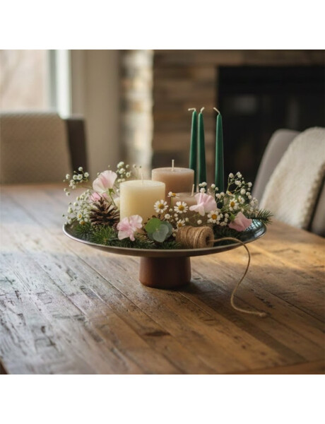 BANDEJA C/BASE D20x7.5CM PLATA/NEGRO BANDEJA C/BASE D20x7.5CM PLATA/NEGRO