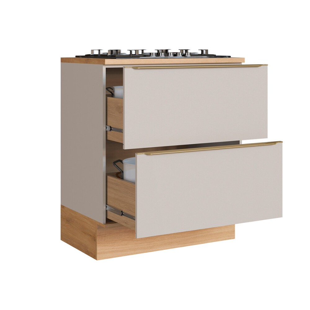 Bajo mesada Everest con 2 cajones 0,80 m Color: Carvalho/Panna Bajo Mesada Everest Con 2 Cajones 0,80 M Color: Carvalho/panna