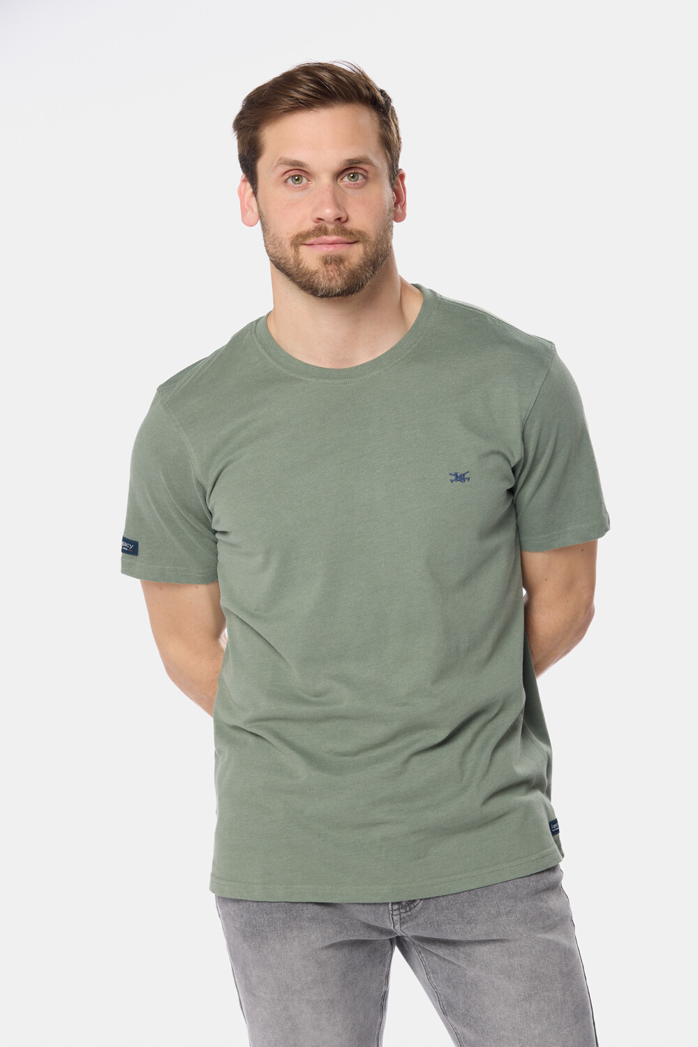 REMERA LISA DE ALGODÓN Verde melange