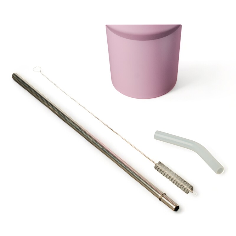 Jarra Vaso Terminico 1200ml Ac Inox y sorbete en Ac inox Rosado