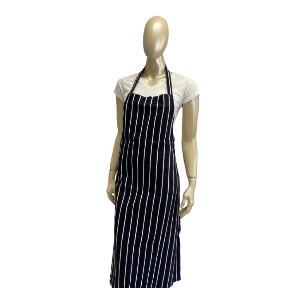 Delantal Básico Con Peto - Azul marino y blanco 